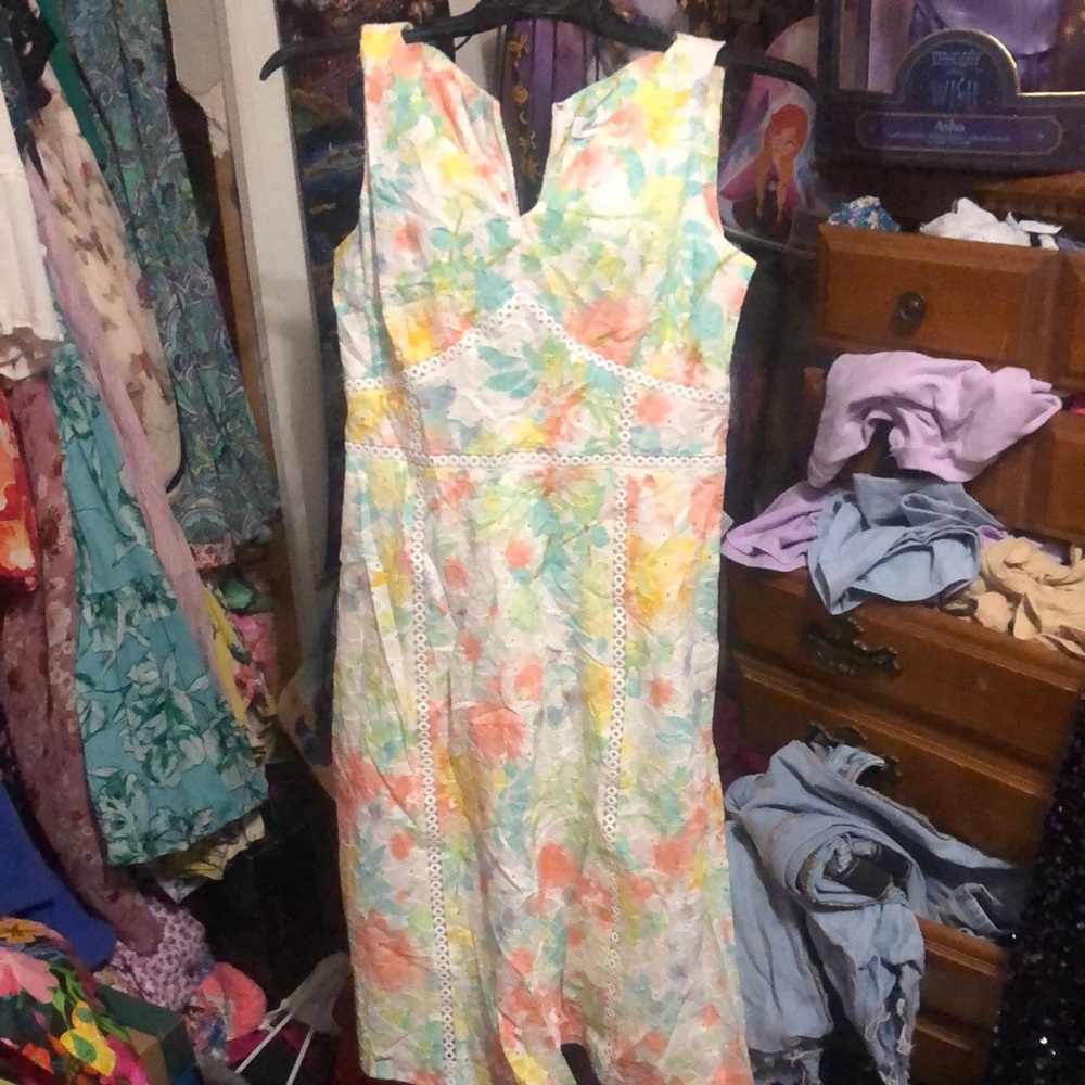 Calvin Klein Orange Yellow Sleeveless V-Neck Sundress